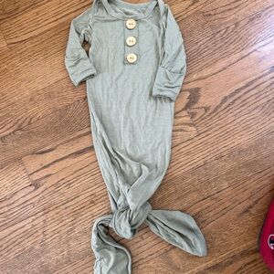 Infant bamboo layette knot gown moss green unisex boys girls